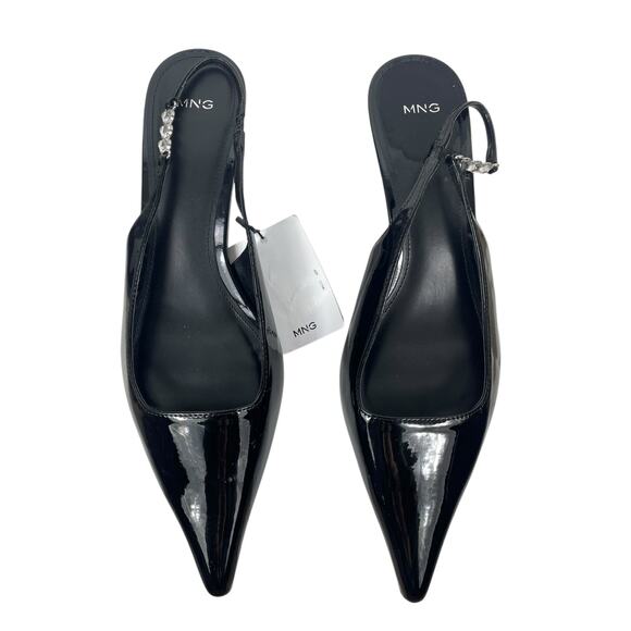 Mango MNG Rhinestone Slingback Kitten Heel Pump Black Size 40/ US 9 - Picture 3 of 13